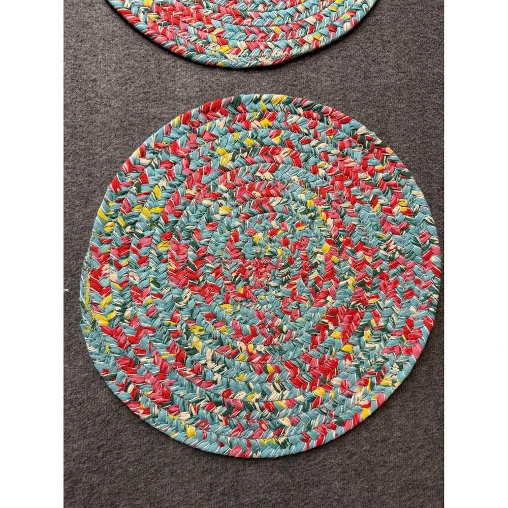 4 The Pioneer Woman VTG Braided Round Placemats Multi-Color Boho Farmhouse Decor